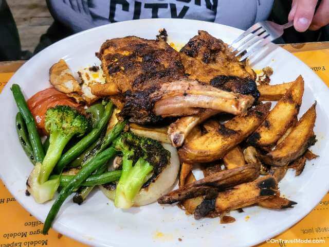 Chipotle pork chops with Mexican Fries and veggies